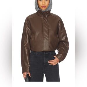 Faux leather bomber brown